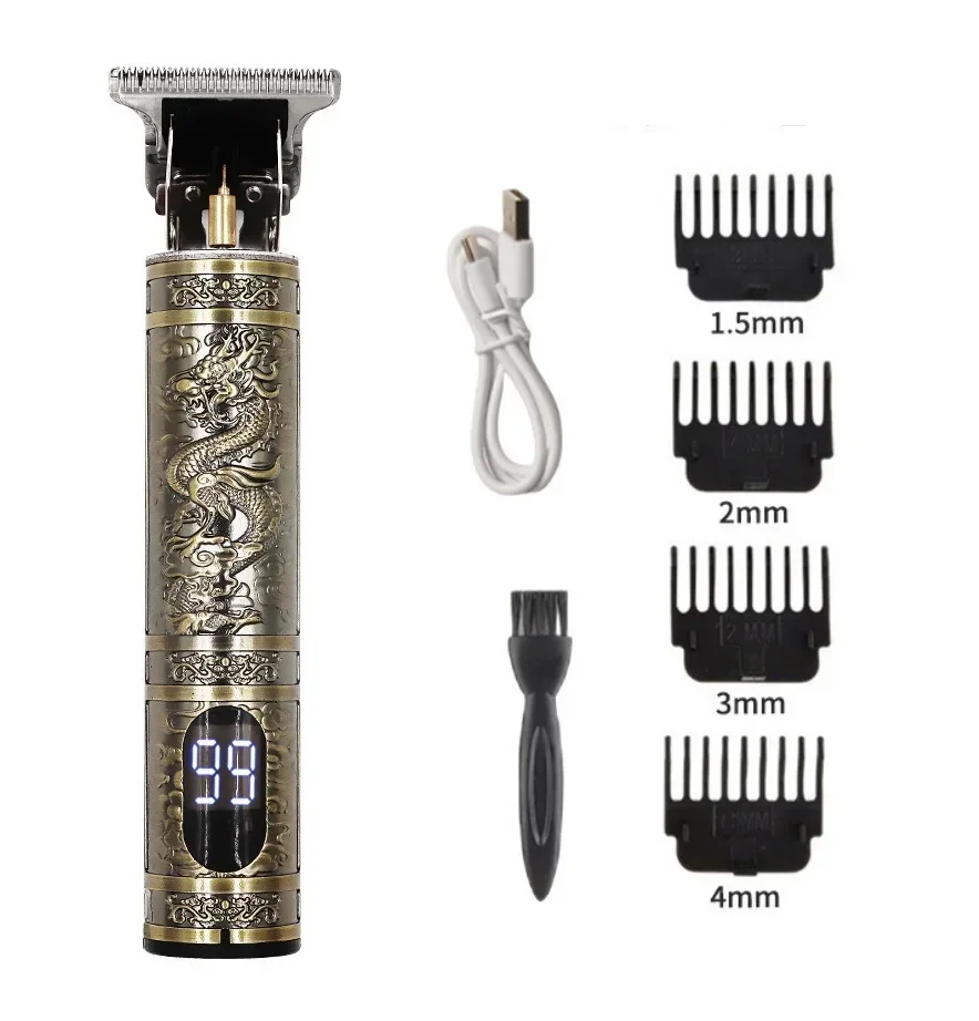 Electric Hair Trimmer T9 Vintage Hair Cutting Machine Digital Display Beard Shaver Trimmer USB Charging Hair Clipper Barber