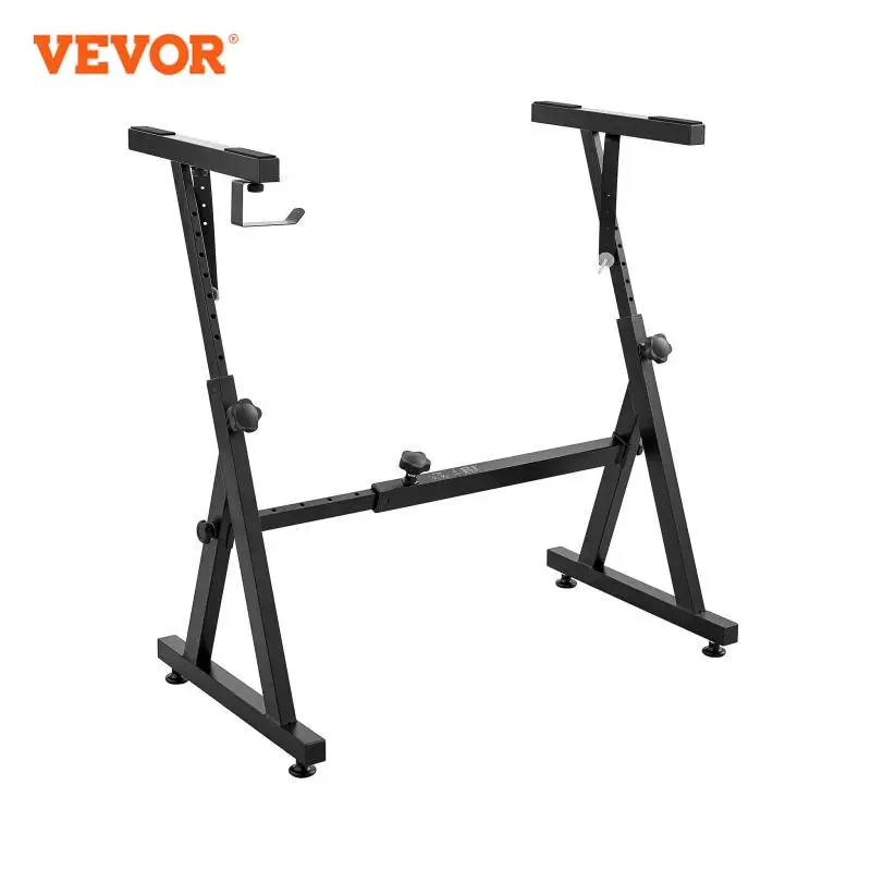 VEVOR Piano Keyboard Stand Z Style with Adjustable Wheels Anti-Slip Pads Headphone Hook, Fits for 54-88 Key Electric Pianos