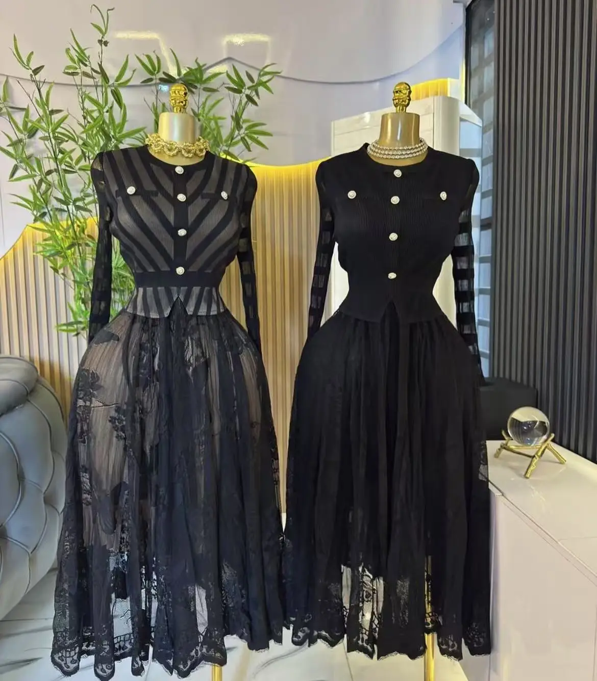 Miyake abito ampio pieghettato vendita calda africana sexy elegante manica lunga vita abiti finti in due pezzi donna 2025 nuovo