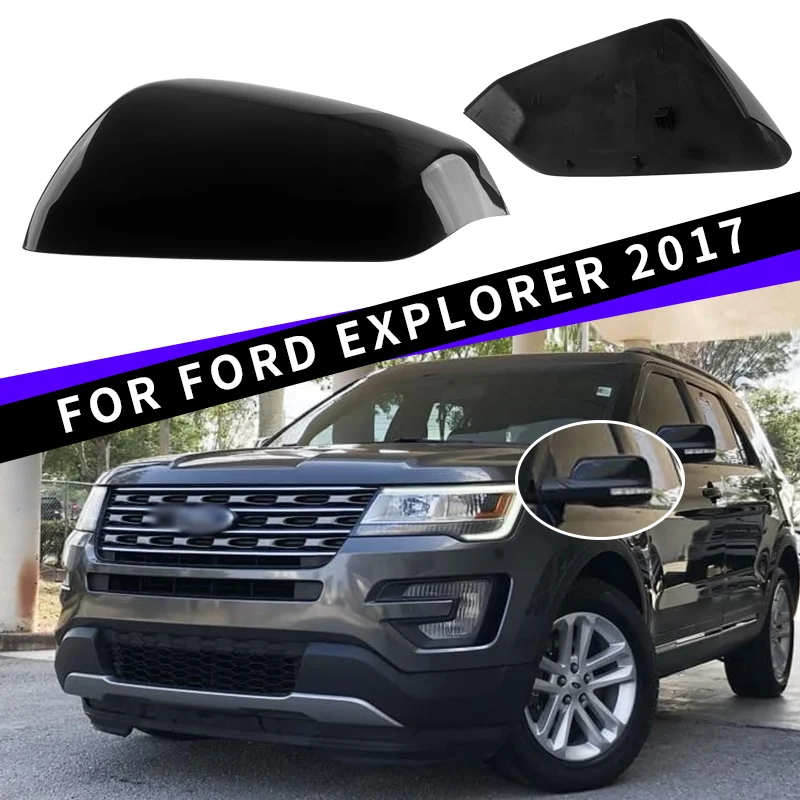1 Pair Glossy Black Rearview Mirror Cover Left Right Direct Replacement Exterior Parts for Ford Explorer 2017