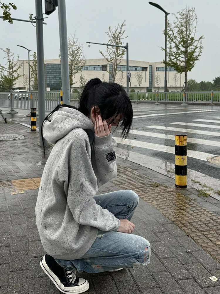 Suda con Capucha Extra ande is para Mujer, Suda con Bordado y Cremallera, Chaqueta Cárdigan Abierta para Parejas,...