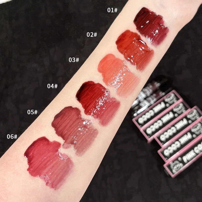 Punk Saft rot Lip gloss schwarz Spiegel Glas Wasser Licht klare Lippen glasur wasserdicht Antihaft flüssigen Lippenstift nackt Lippen tönung Make-up