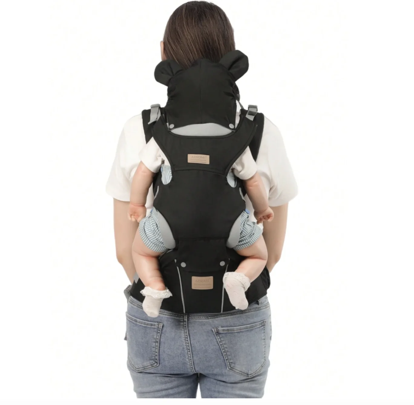 Marsupio, marsupio 6 in 1 da neonato a bambino con seggiolino per l'anca (posizione M ergonomica) per bambini di 3-36 mesi/7-44 libbre, regolabile