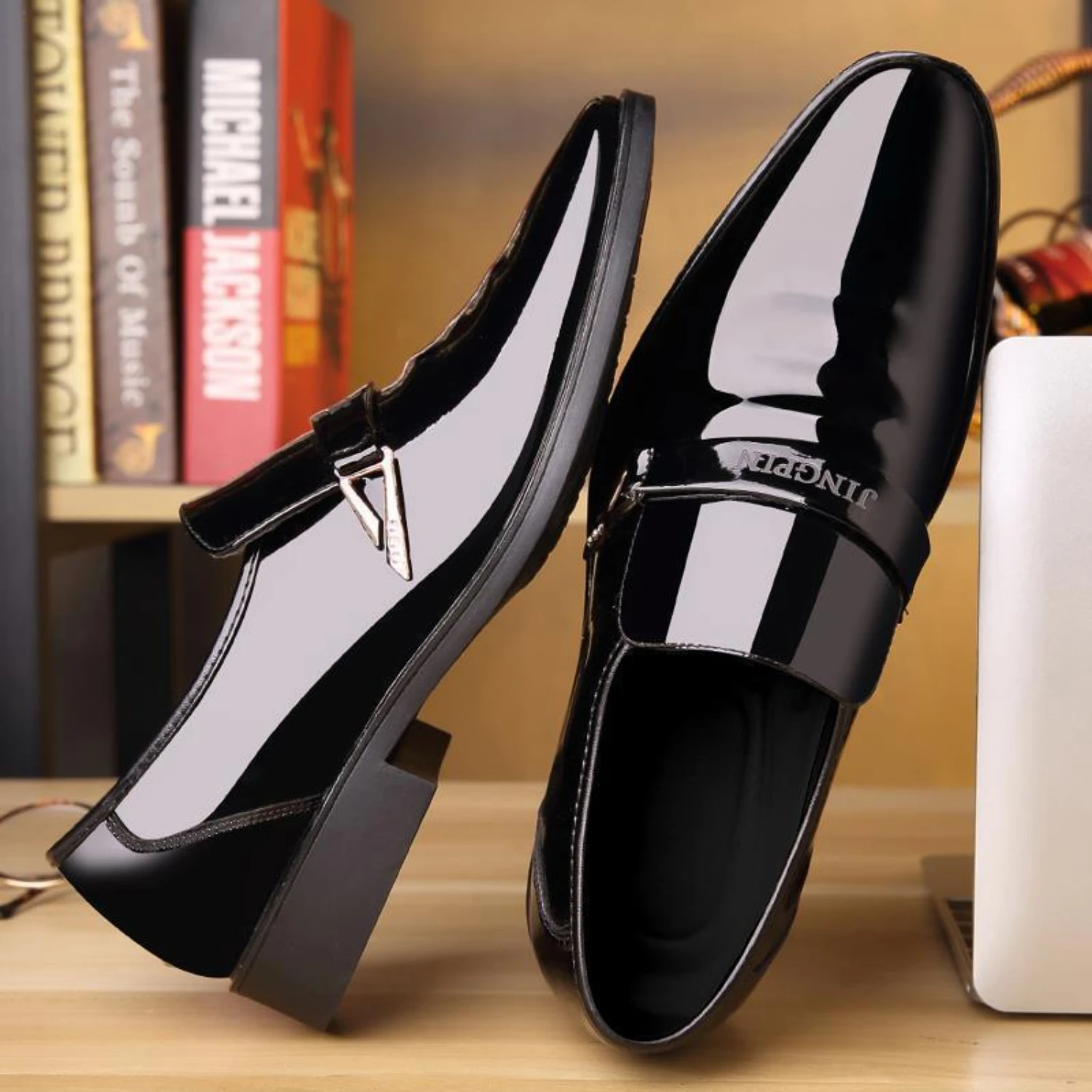 Men's Bright Leather Shoes, Formal Dress Shoes For Wedding Party Office