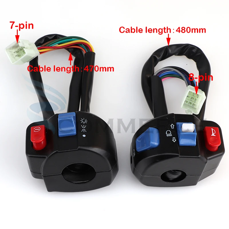 12V Motorcycle 22mm Left & Right Handlebar Control Switch Horn Turn Signal For E-bike Gy6 50cc 125cc 150cc Moped Scooter parts