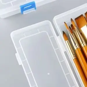 1PCS Transparent Storage Box White Plastic Boxes For Storing Brushes,Painting Pencils And Watercolour Pens Home Supplies