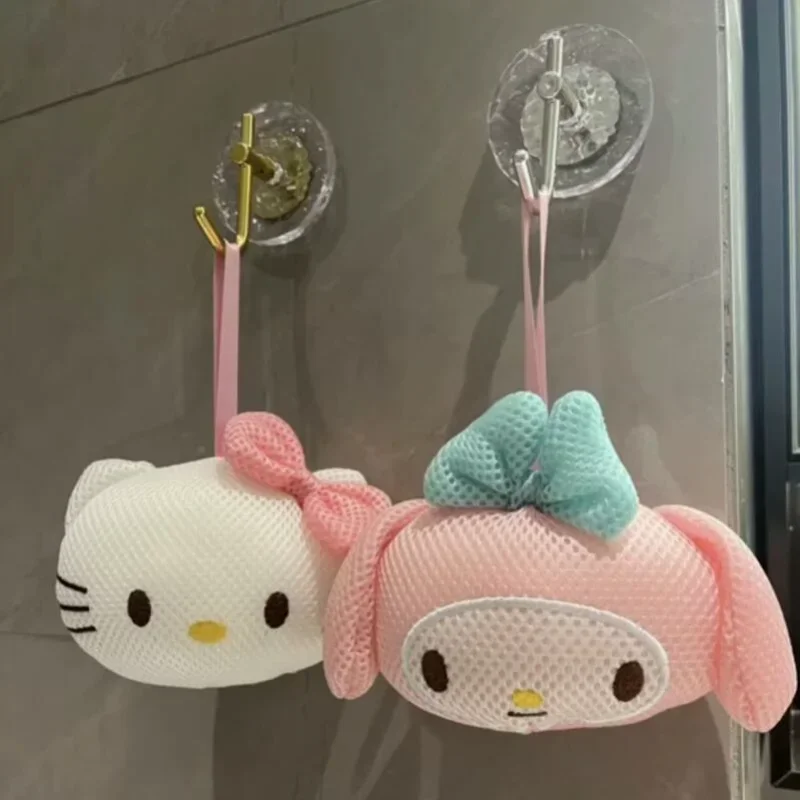 Sanrio Kawaii Hello Kitty Bath Flower MY Melody Shower Ball Large Girl Bathing Cute Back Rubbing Bathing Supplies Toys Girl Gift