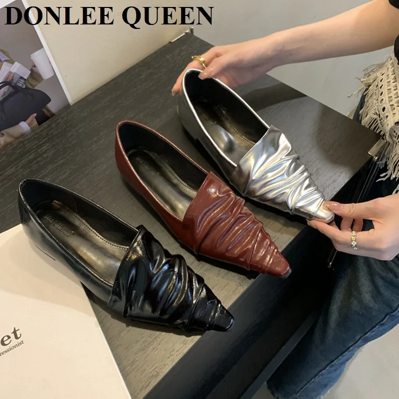 Female Pointed Toe Women Flats Shoes 2023 New Arrival Ballet Flat Heel Party Dress Shoes Casual Loafer Sliver Ballerina Moccasin