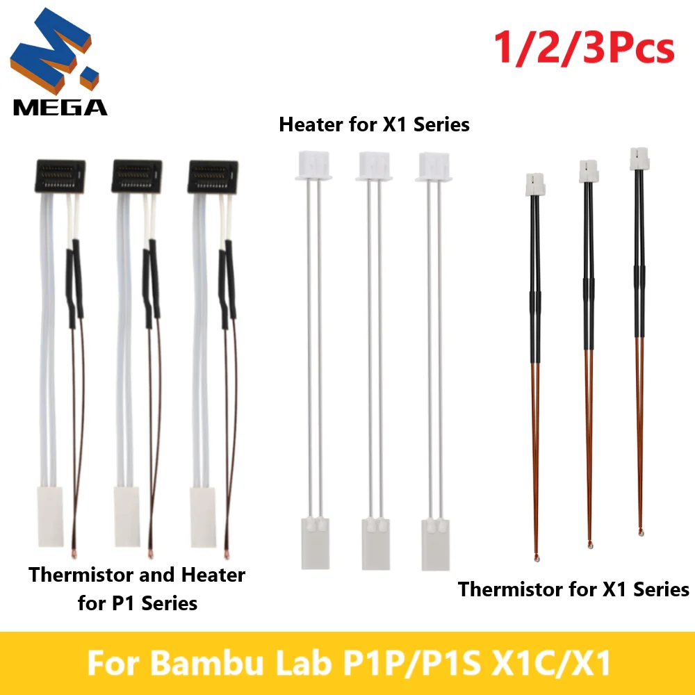For Bambu Lab Hotend V2.0 V3.0 Kit X1C P1P Thermistor & Ceramic Heater Plate Hotend V3 Heater Cartridge 24V 50W 3D Printer Parts