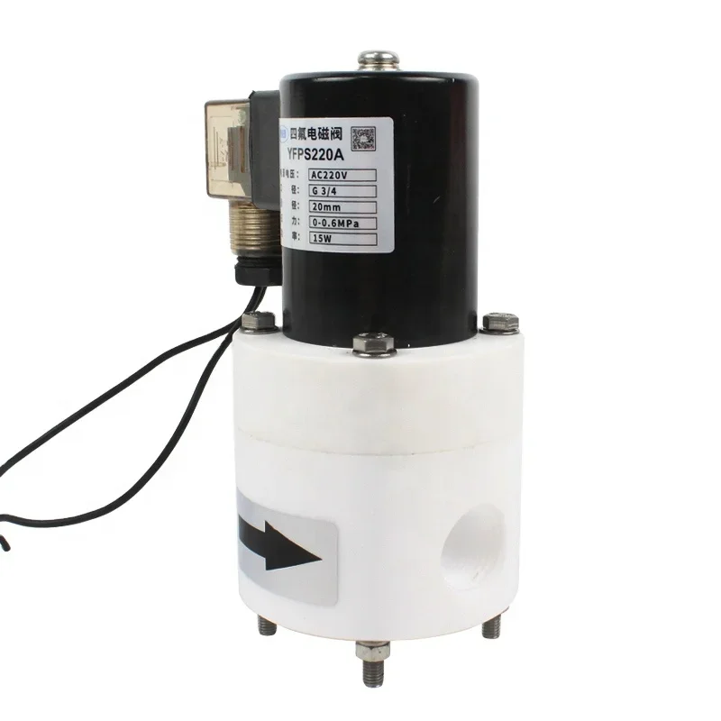 الجملة عالية الجودة PTFE صمام الملف اللولبي لقاعدة حمض صمام غير قابل للتآكل لخطوط الأنابيب الكيميائية #5