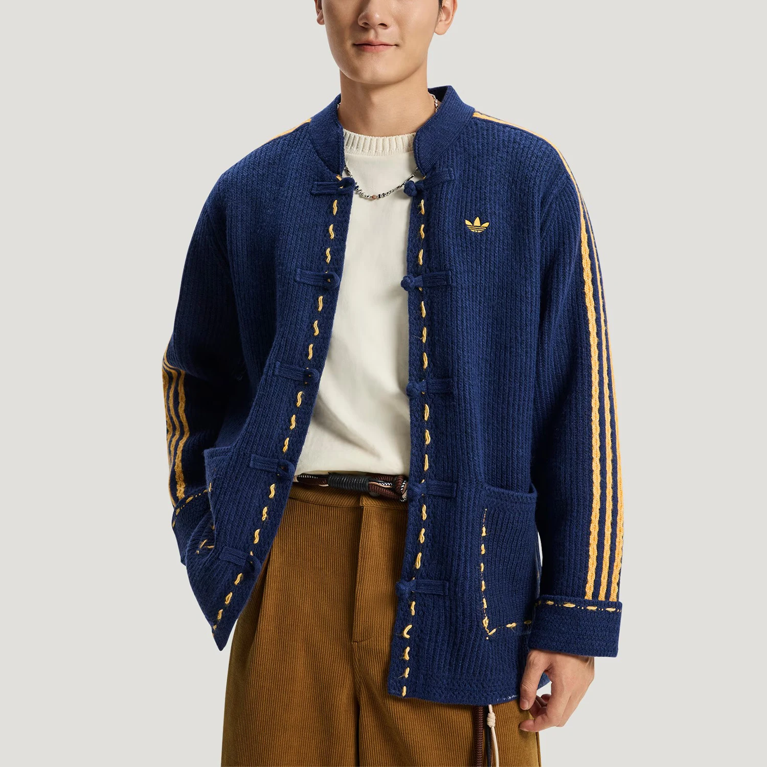 

Adidas натуральная клеверная мужская и женская вязаная свободная куртка KR5064