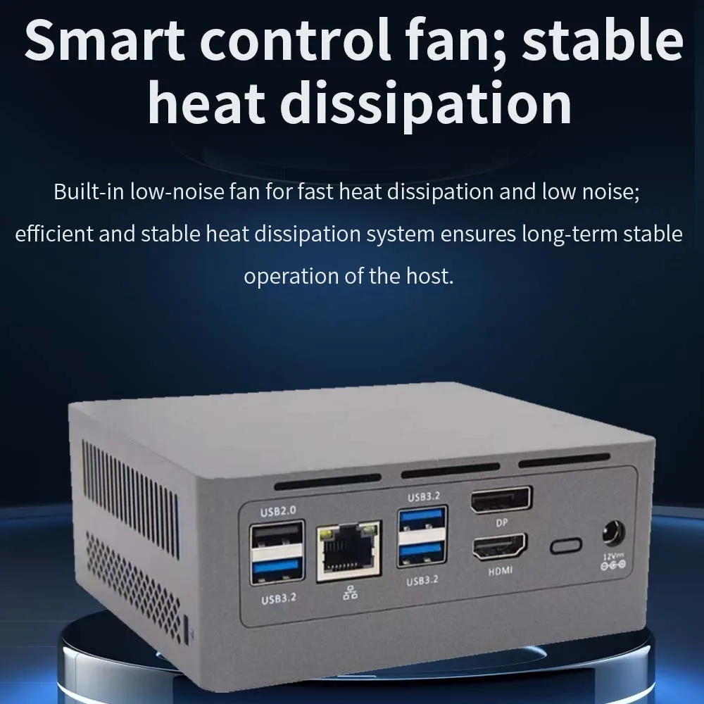 TISHRIC N100 مضيف صغير 16 جيجابايت + 512 جيجابايت كمبيوتر مكتبي صغير الجيل الثاني عشر مضيف صغير ثنائي النطاق واي فاي يدعم 4K شاشة مزدوجة DDR4