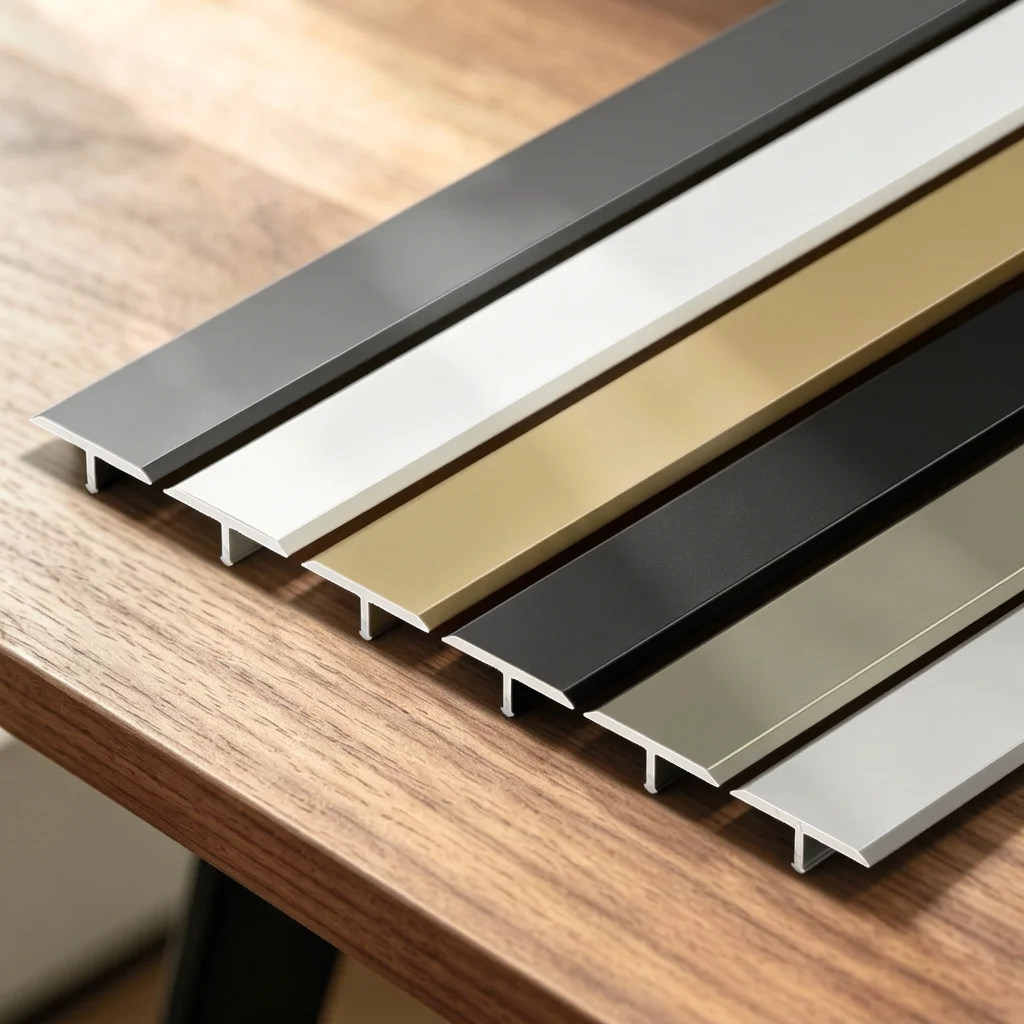 Aluminum T Bar Trim Strip 50cm×10mm 6Pcs Set 6 Colors Floor Transition Threshold Strip Tile Edge Divider Molding for Wall