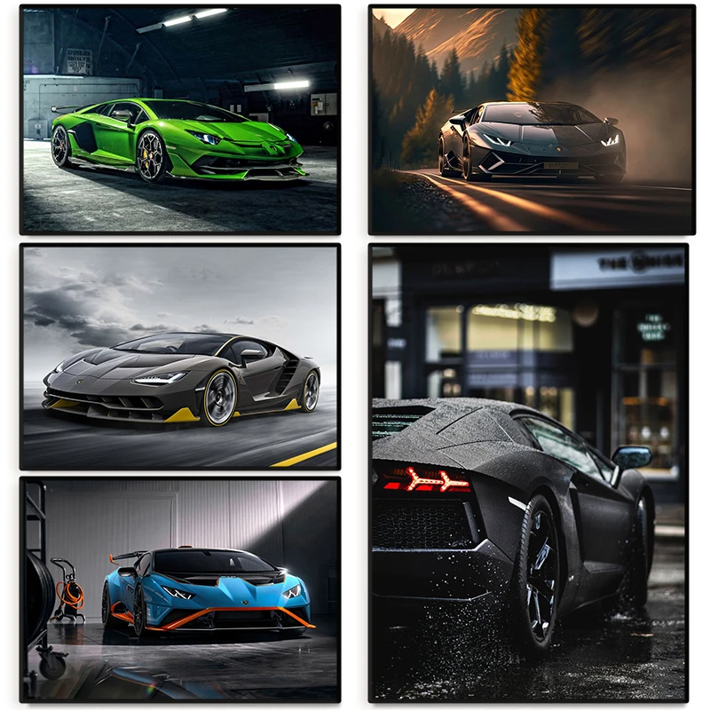 Modern Lamborghini Supercar Sport Cars Poster Canvas Painting Wall Art Pictures for Luxurious Living Room Home Office Decoration