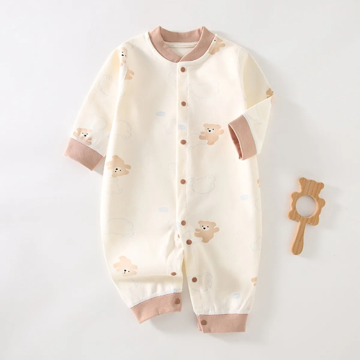 Baby Boy Girl All Season Pure Cotton Breathable Romper 0-18M Spring Fall Snap Button Jumpsuit Toddler Easy on Off Stylish Onesie