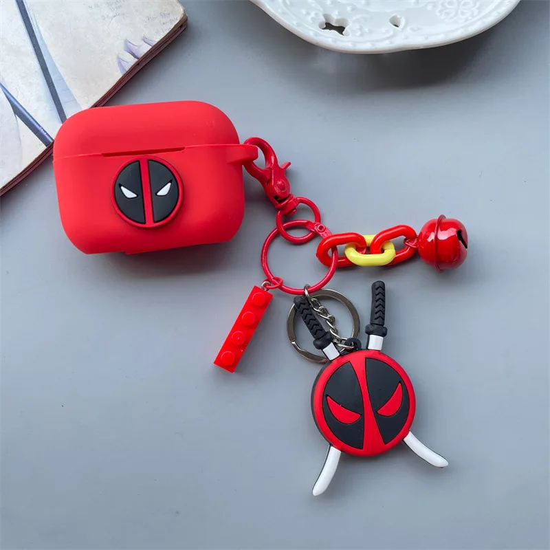 الكرتون ديدبول حقيبة سماعة الاذن ل Airpods 4 2024 سيليكون الغطاء الواقي ل Airpods Pro2 Pro 3 2 1 مع مفتاح سلسلة #4