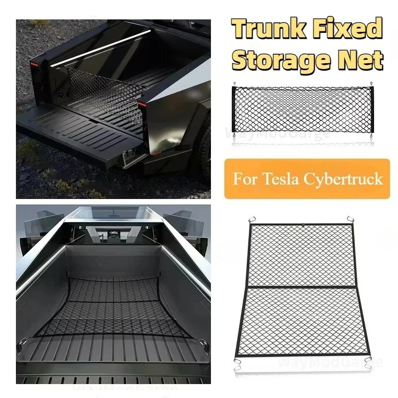 Filet élastique pour Tesla Cybertruck Cyber Pickup Truck, filet de rangement pour coffre arrière, filet de voyage extérieur, filet de fixation pour bagages, accessoires de voiture