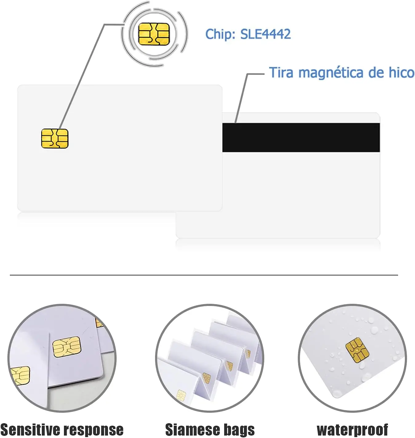 2/5/10 Pcs Sle4442 Chip with 2750 OE Hi-Co Magnetic Stripe Smart IC Blank PVC Card  Works With All Standard Printers Inkjet Card