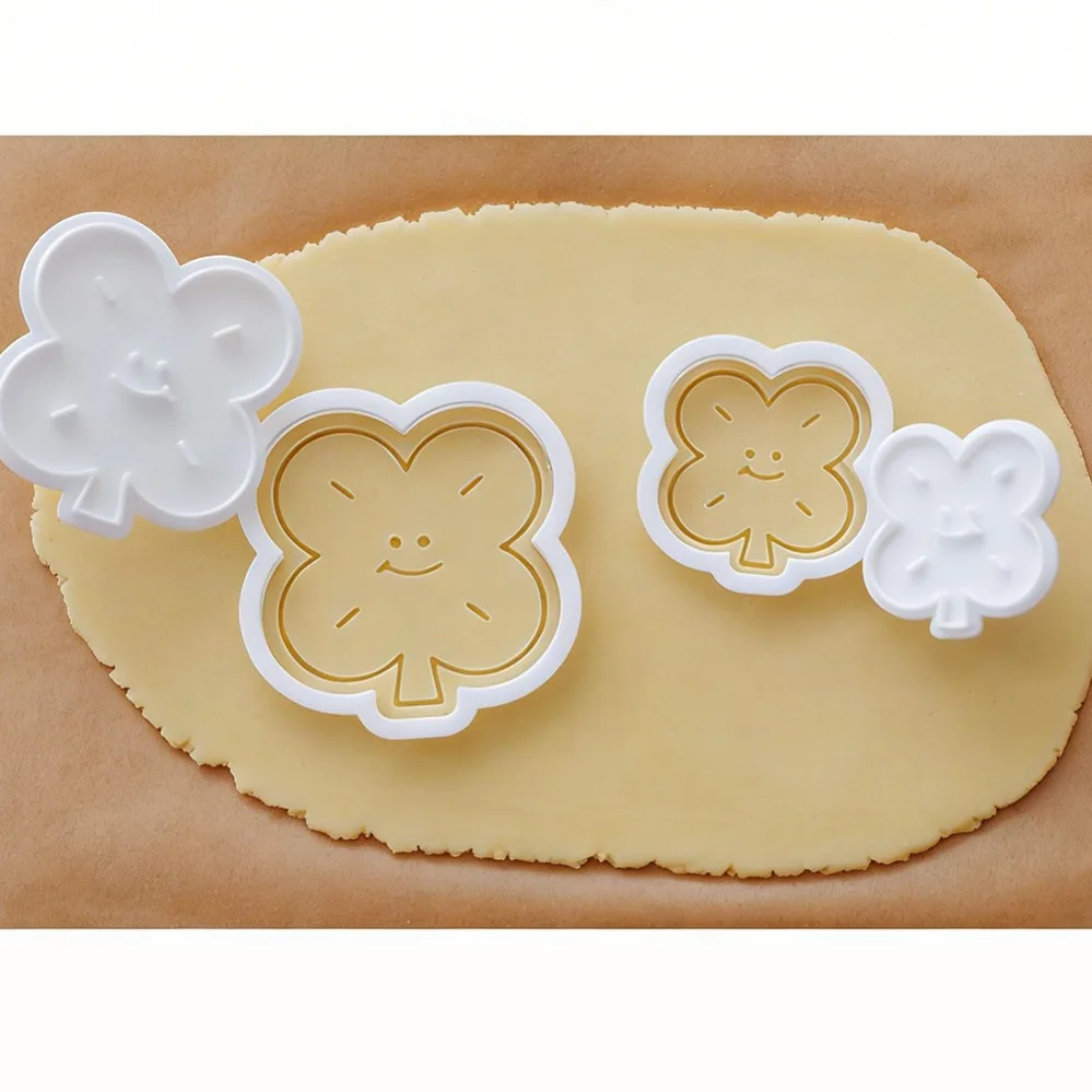 Lucky Four-Leaf Clover Cookie Cutters Biscuit Mold Stamp Kitchen Baking Pastry Bakeware Dessert Baking Supplies view 4