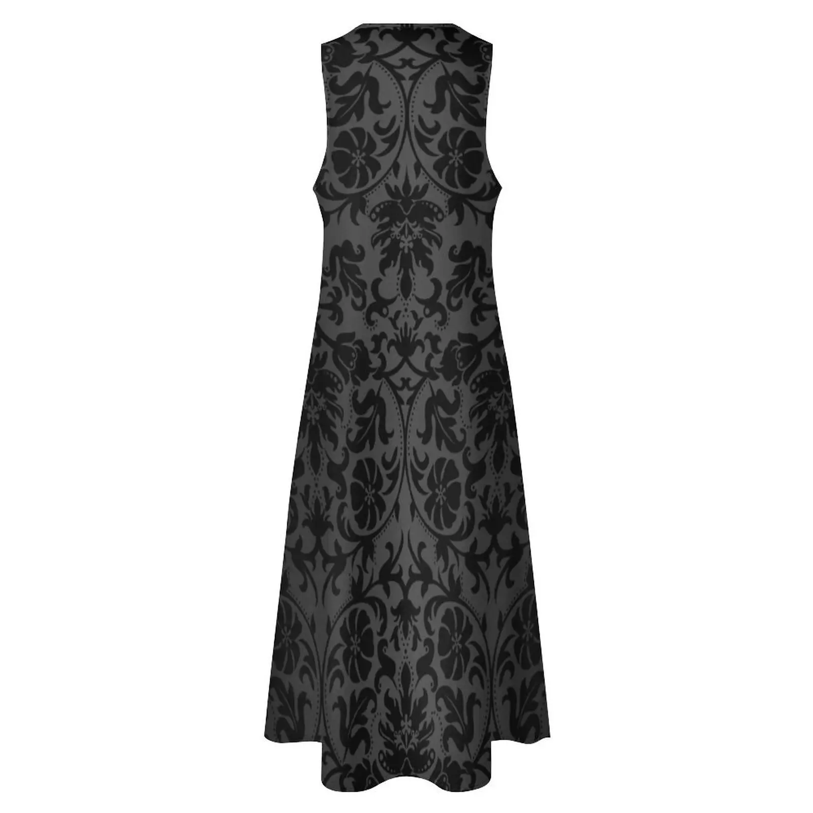 Vestido longo floral preto do damasco, Vestidos De Manga Longa, Roupas