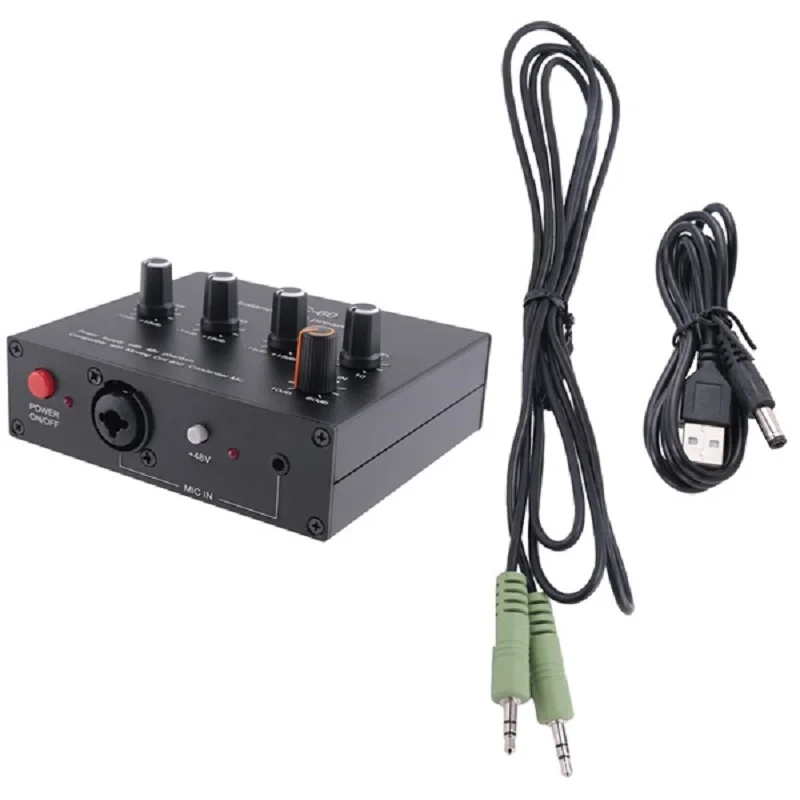 MIC-60 3-Band Equalizer Balanced Mic Preamp Microphone Preamplifier with DC Cable and 3.5mm Cable