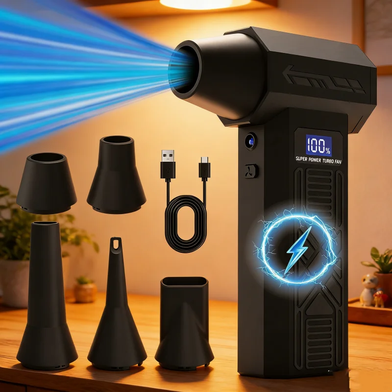 

990000RPM Air Blower Electric Turbo Violent Fan Brushless Motor High-Speed Turbo Fan USB Rechargeable Blower Powerful Air Duster