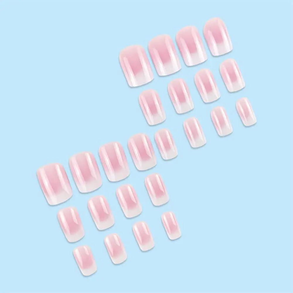 ARTAUG 24pcs Glossy Pink Press On Nails Medium Square Fake Nail Elegantstyle False Nail Full Cover Fake Nail For Stylish Women - Detail 1