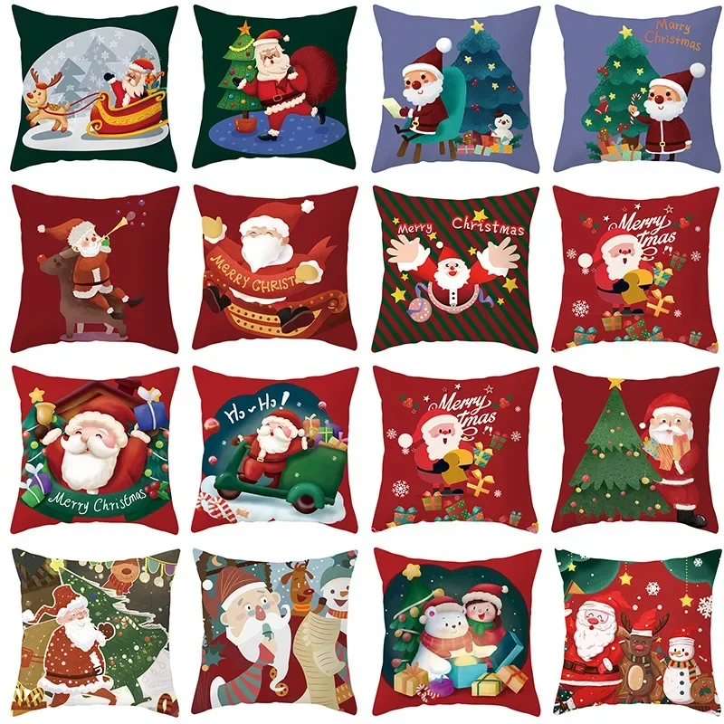 New Santa Claus Pillow Cover, Cute Christmas Home Cushion   Cartoon