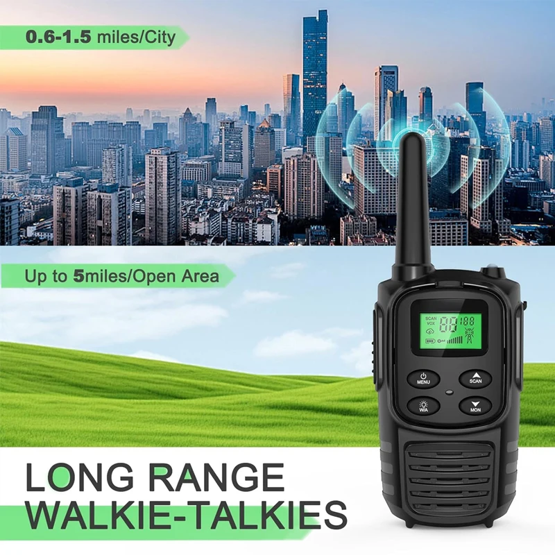 جهاز اتصال لاسلكي صغير محمول ثنائي الاتجاه 8 قنوات UHF 400-470 ميجا هرتز جهاز اتصال لاسلكي راديو لاسلكي تخاطب طويل المدى للأطفال