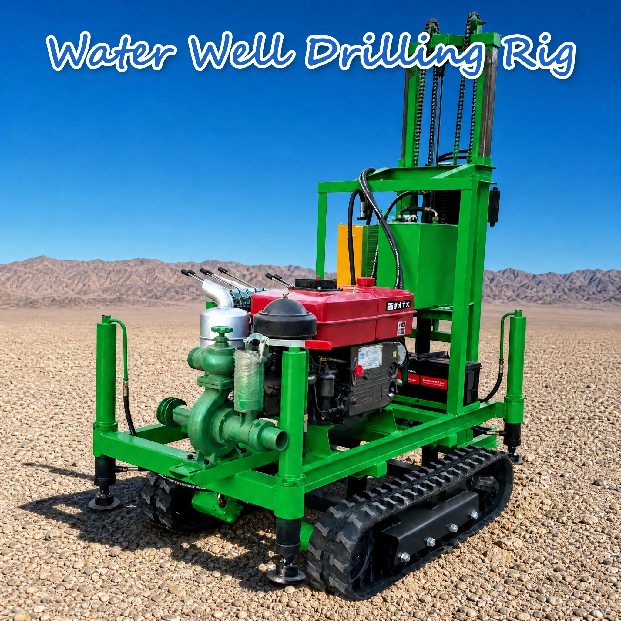 Customized Crawler Base Diesel Power Unit Fully Hydraulic Well Drilling Rig 22HP to 35HP Compact Footprint Rated High Output