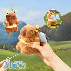 1-20PCS Cute Bee Capybala Bag Pendant Plush Keychain Doll Niche Backpack Hanging Decoration High-end Doll Plush Toy Small Gift