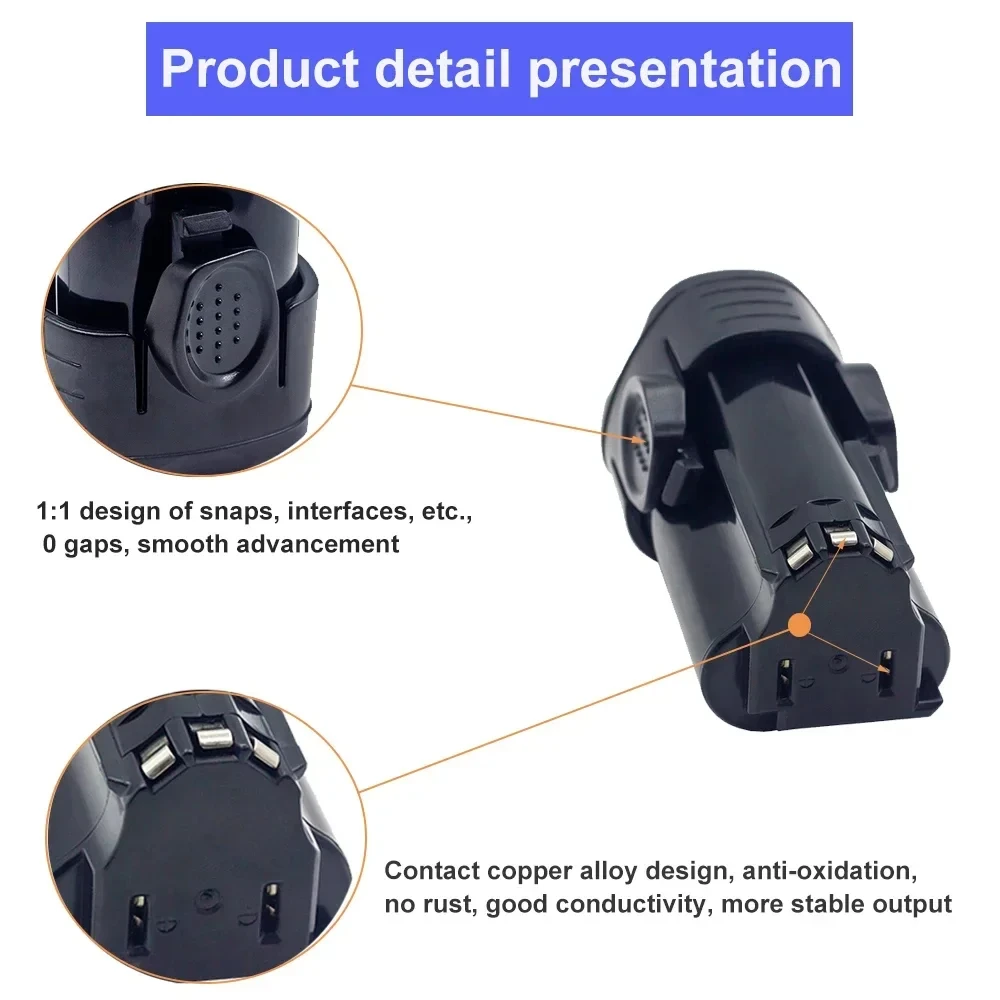 Battery for Black & Decker 10.8/12V 3000mAh Power Tool Batterij Ion, BL1110, BL1310, BL1510, LB12, LBX12, LBXR12, BDCDMT112