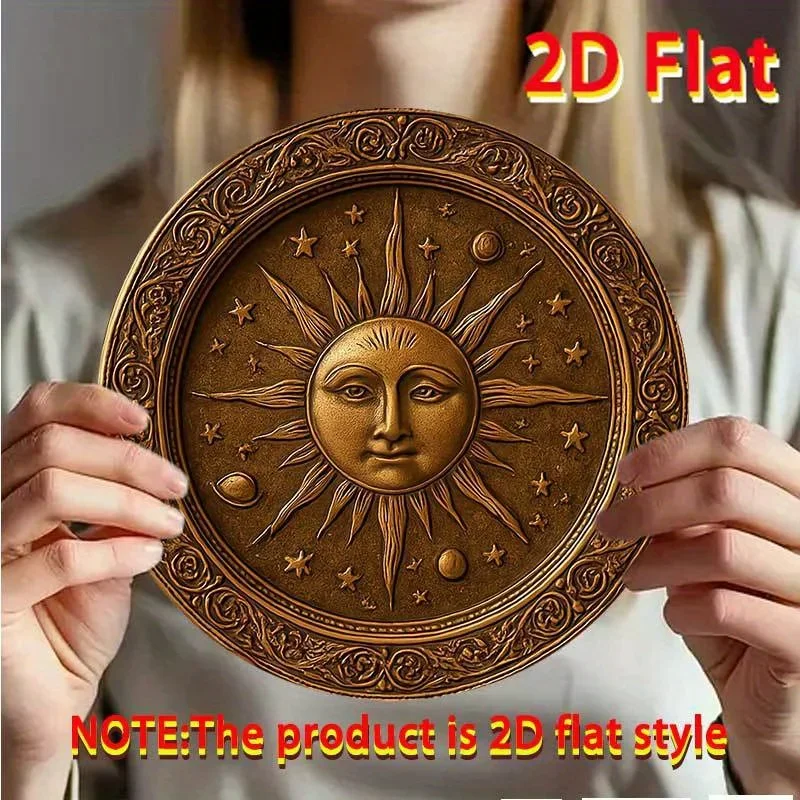 Solar System Wall Art 2D Sun Stars Aluminum Panel - Rustproof Outdoor Decor for Home Garden Farmhouse