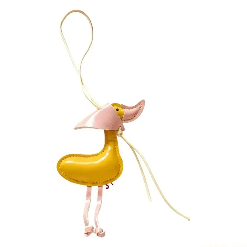 Padded Stitched Bird Keychain Accessory, Leather-Look Finish Holder with Loop for Bag Pendant Everyday Carry Use