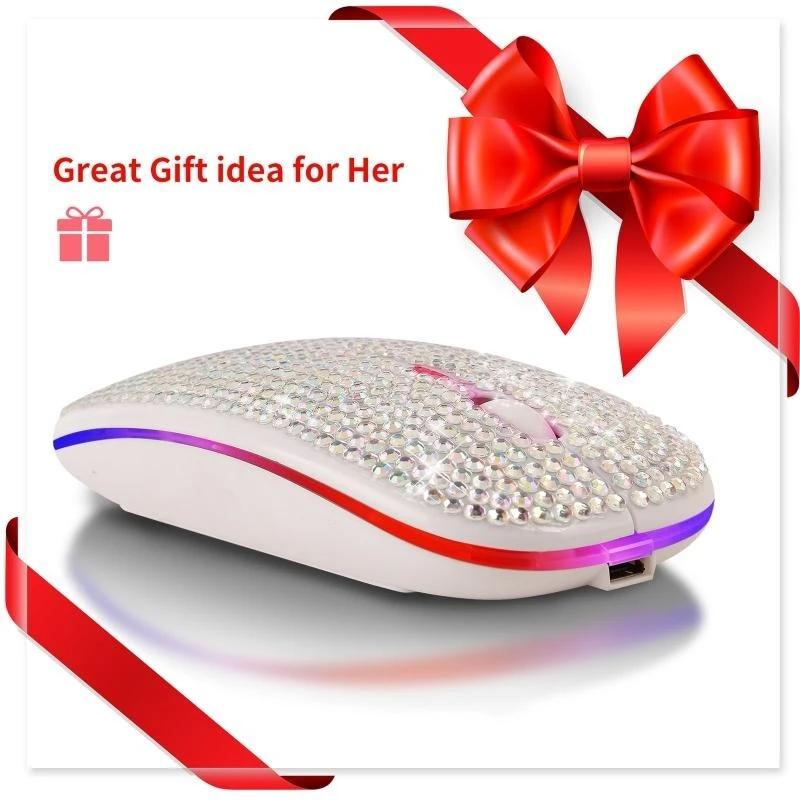 

C7AB Bling Dazzling 2.4GHz Wireless Mouse Covered with Rhinestones Crystal Mo