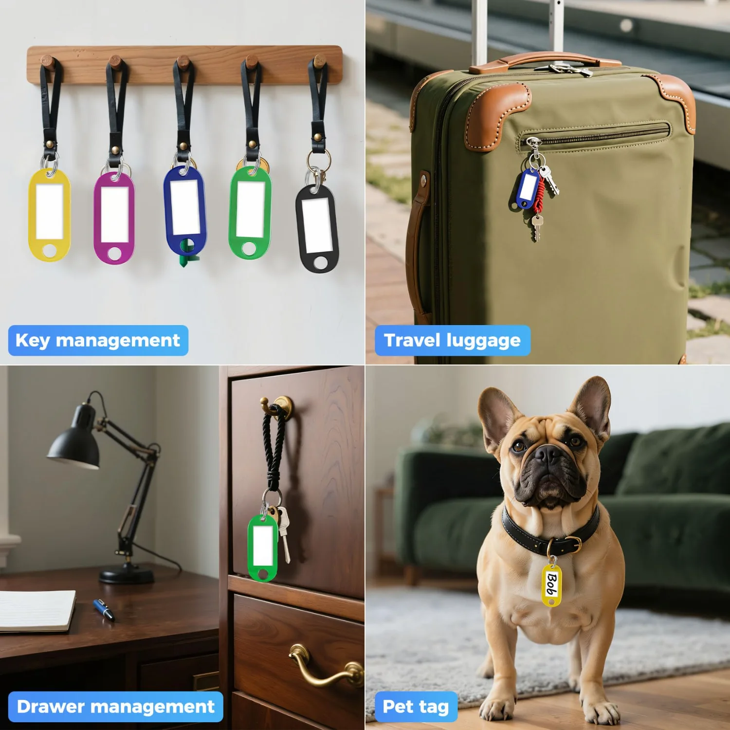 10-100PCS Coloful Key Tags Plastic Split Key Ring Paper Labels Windows Flexible Key Organizer DIY Item Identifiers Luggage Tag