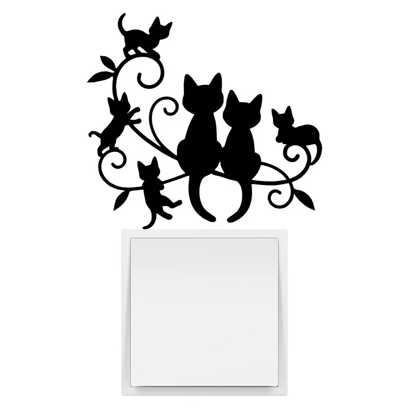 Cat Sticker Kids Room Boy Girl Bedroom Wall Switch Decoration Cartoon Animal Sticker Laptop Motorcycle Bicycle Car Sticker Decal