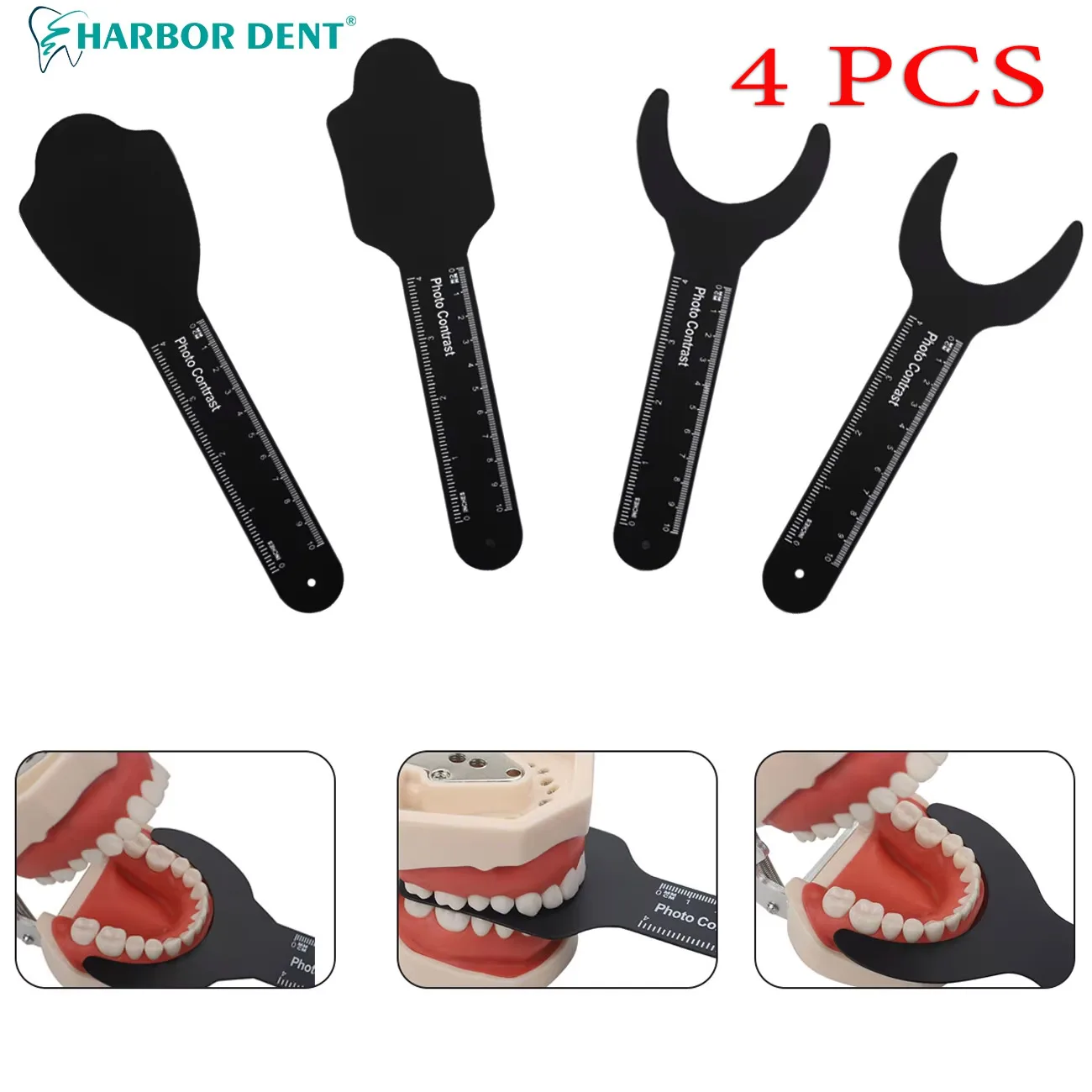 4Pcs/Set Dental Photo Contrast Black Background Board Autoclavable Dental Contrast Intraoral Photographic Mirror Dentisy Tool