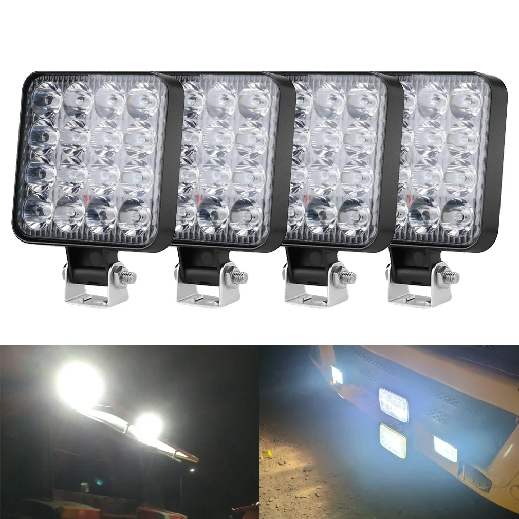 

48W LED Work Light Running Lights Bar Offroad 4X4 Spotlight 12V 24V For Jeep Truck Car Motorcycle Tractor SUV ATV Headlights