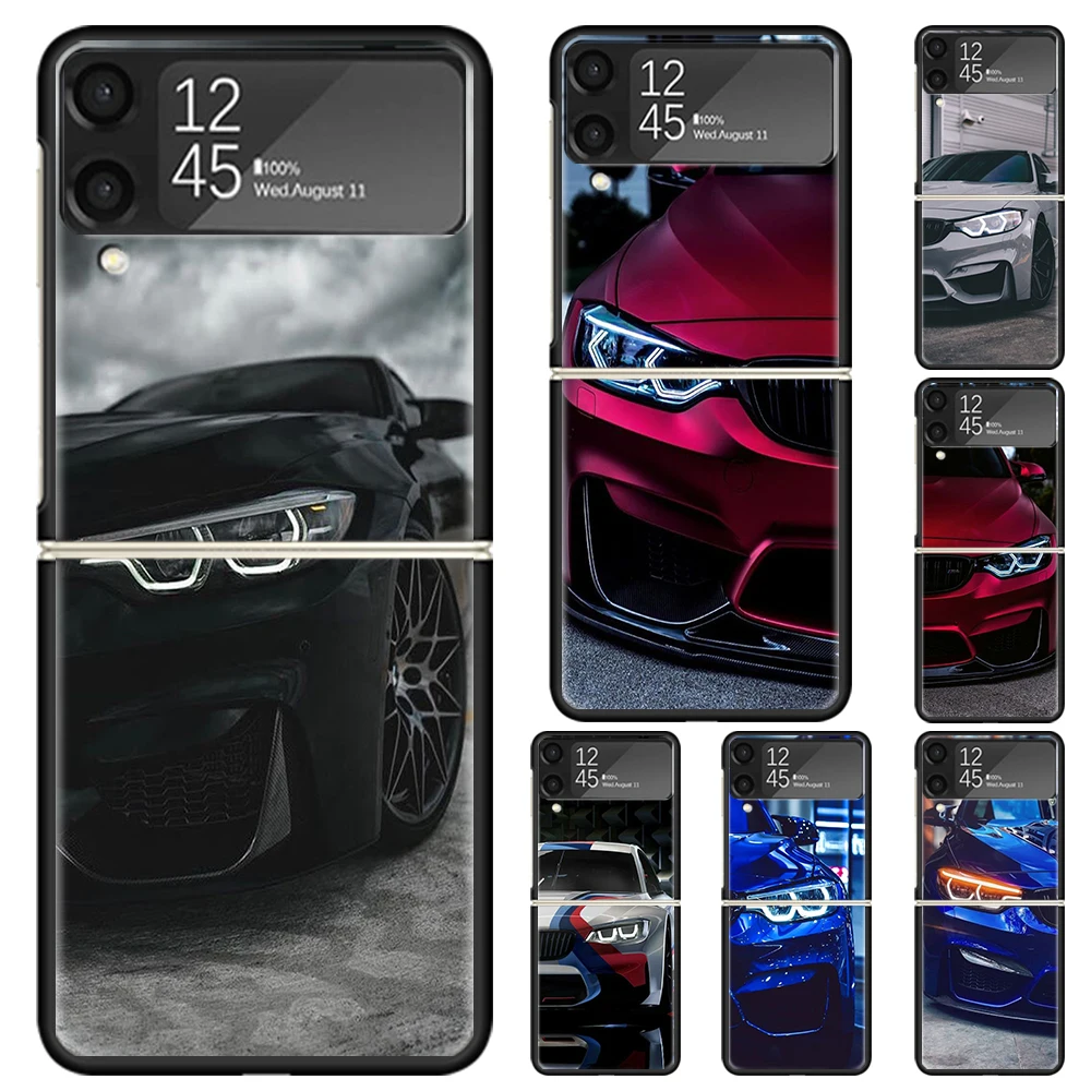 Blue Red Car for B-Bmw Hard PC Phone Case For Samsung Galaxy Z Flip 6 5 4 3 Black Cover ZFlip6 Flip5 Flip4 5G Foldable Print Cas