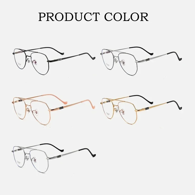 KIZN موضة جديدة ريترو التيتانيوم النقي شعاع مزدوج مضلع الديكور قصر النظر البصرية وصفة طبية إطار نظارات الرجال والنساء