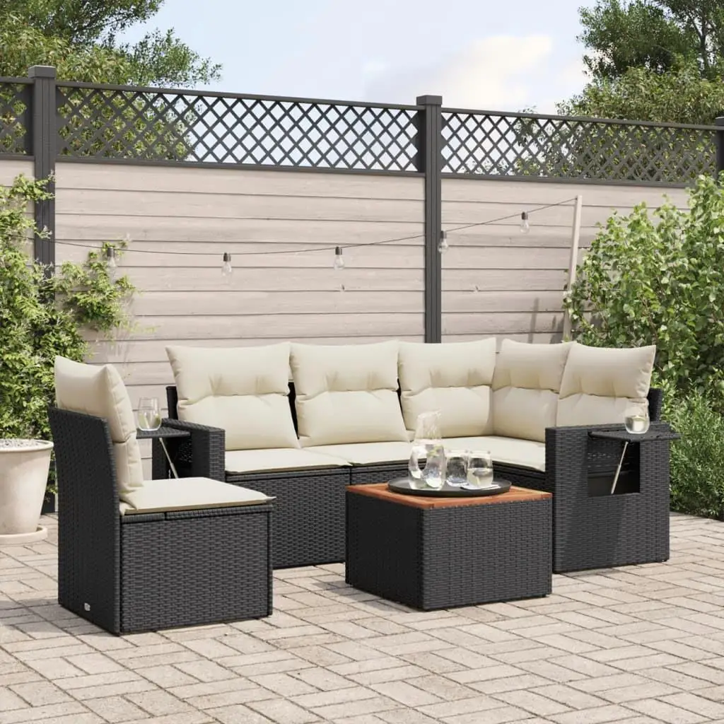 

Modular Black PE Rattan Garden Sofa Set Large Outdoor Seating Comfortable Lounge Furniture