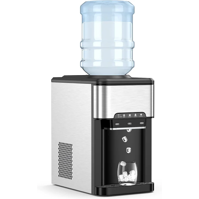 

Настольный диспенсер-холодильник для воды PETSITE с льдогенератором, диспенсер для горячей и холодной воды с верхней загрузкой 3 в 1, 5 галлонов, 48 фунтов на каждый день