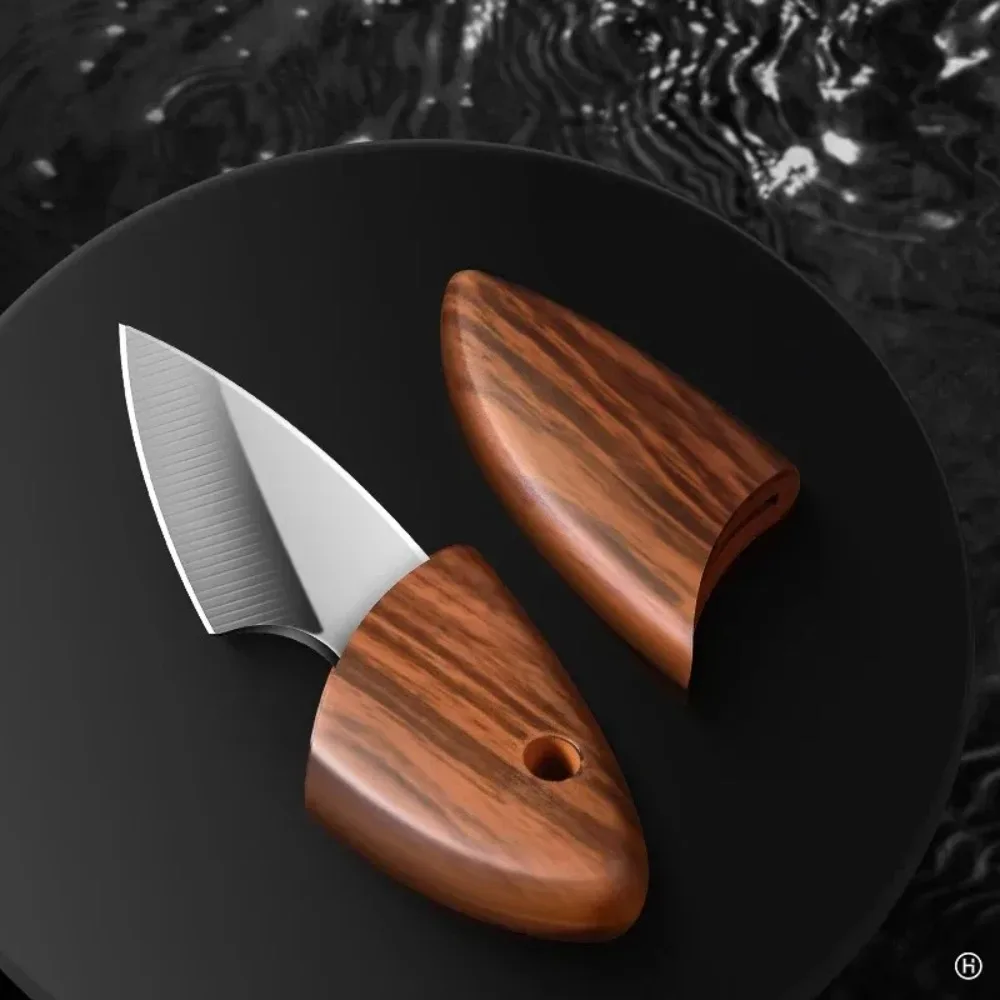 Lightweight Mini Utility Pocket Knife Wood Handle Portable Cutting Tool Outdoor Camping Knife with Wooden Sheath