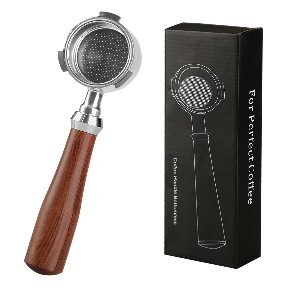 51mm Bottomless Portafilter Coffee Bottomless For DeLonghi Espresso Machine EC680 and EC685 Rosewood Handle