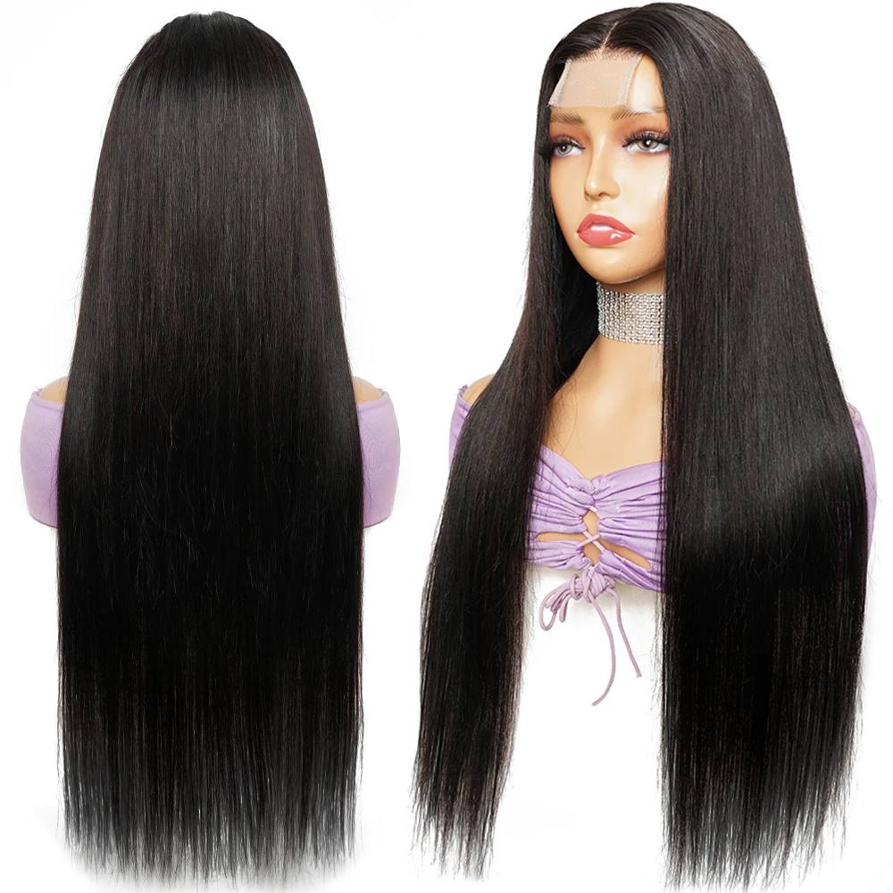2x6 Lace Kim K Closure Wig Glueless Lace Front Wig 100% Human Hair Wig for Women Deep Middle Part Straight Natural Hair Bobbi image 4