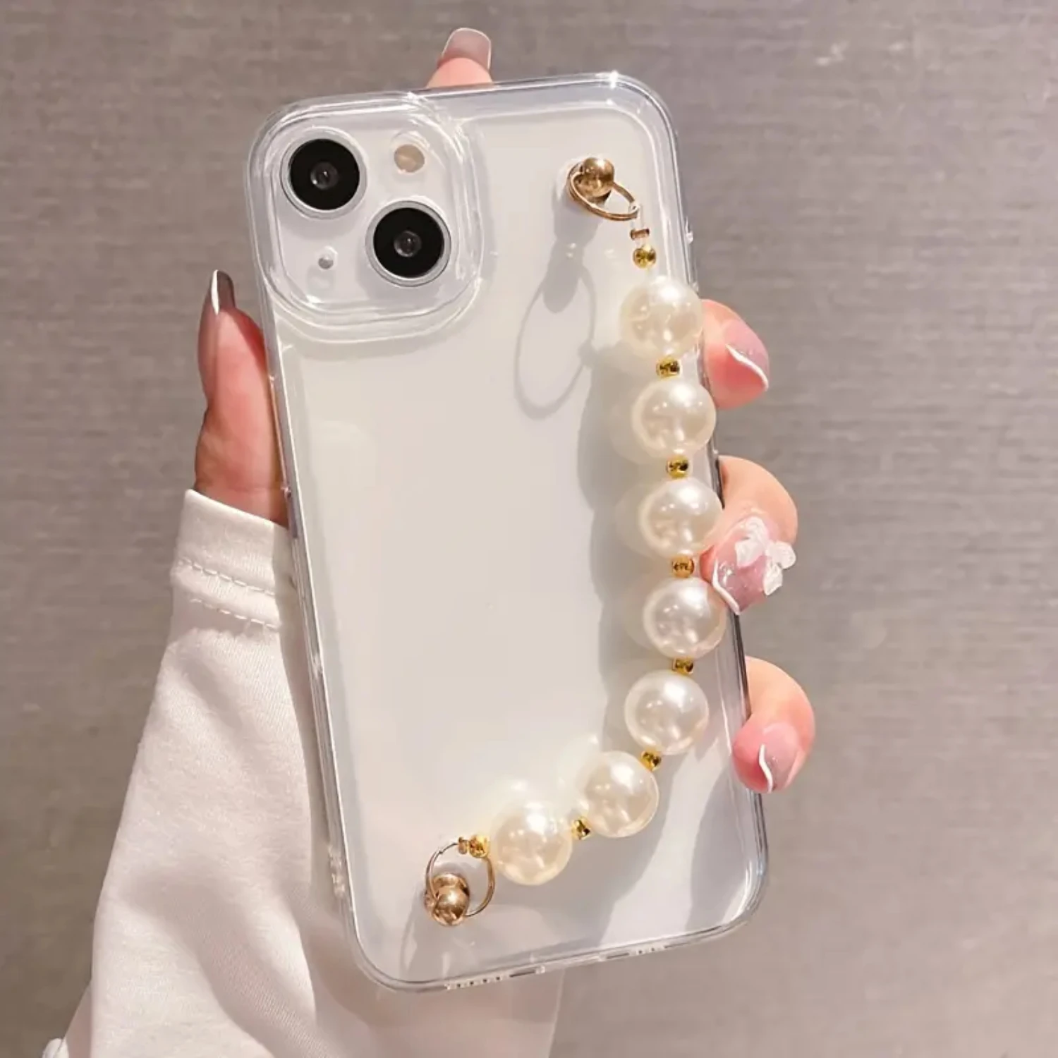 

Stunning Transparent Soft Beads Bracelet Strap Chain Phone Protection Case for iPhone 14/14Plus/14Pro/14ProMax, 13/13Pro/13ProMa