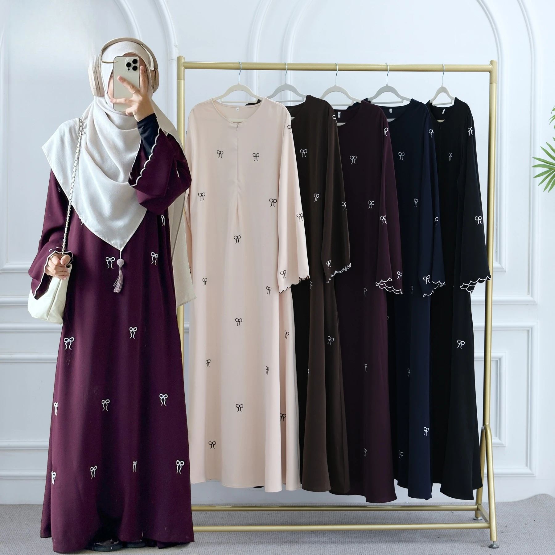 

Dubai Bow Embroidered Dress