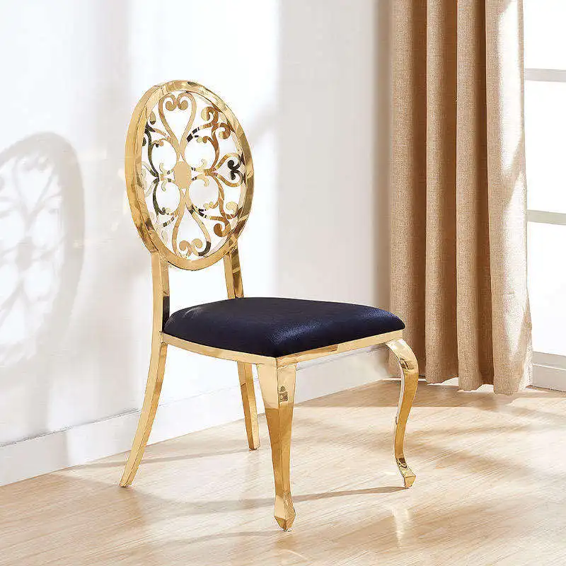Luxury Furniture Modern Gold Stackable Stainless Steel Metal Round Back Party Dining Banquet Chairs for Events Wedding Party