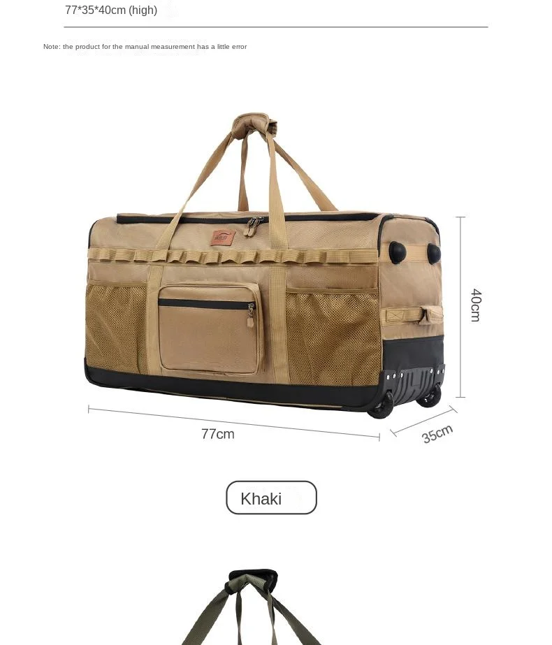 130L Outdoor-Trolley-Rucksack mit großem Fassungsvermögen, verdickte Aufbewahrungstasche mit Rädern, komplettes Set für Picknick- und Campingausrüstung – Detail 7